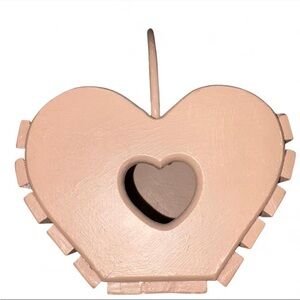 Wooden Grandmacore Vintage Pink Beige Heart Cut Out Basket